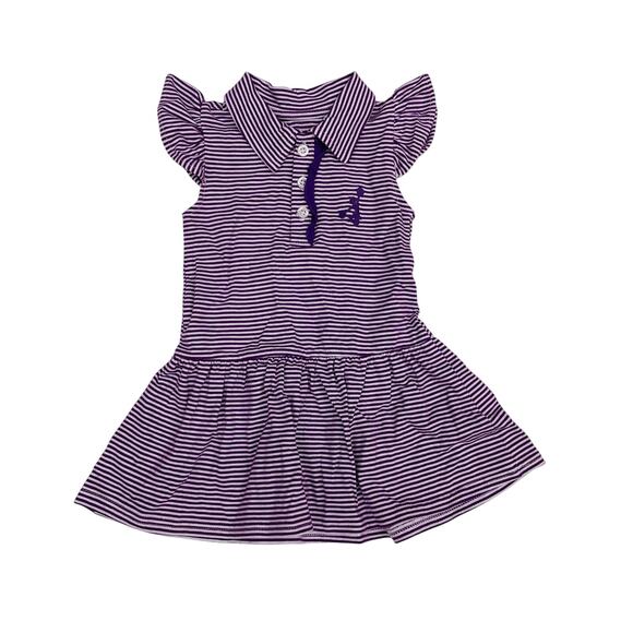NWT Itsy Bitsy Size 7 Game Day Polo Dress in Purple Stripe - Picture 1 of 3
